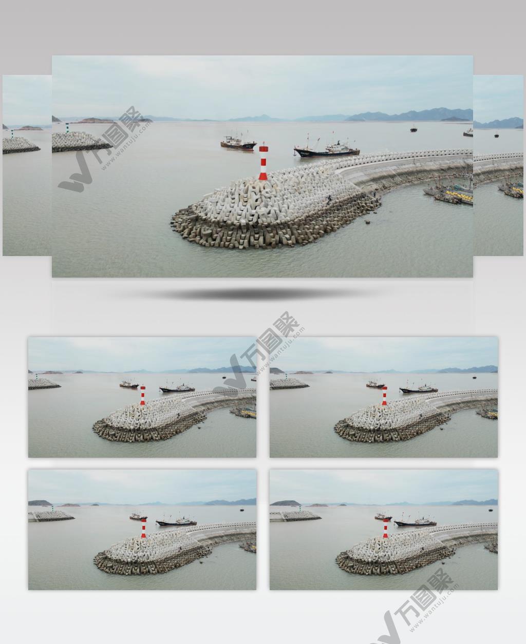 霞浦码头堤坝航拍4K