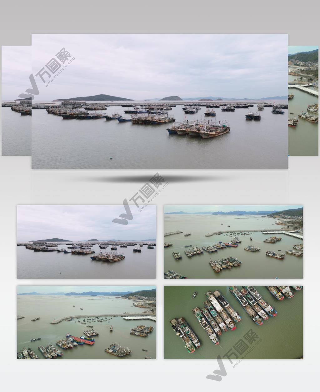 霞浦码头渔船航拍4K