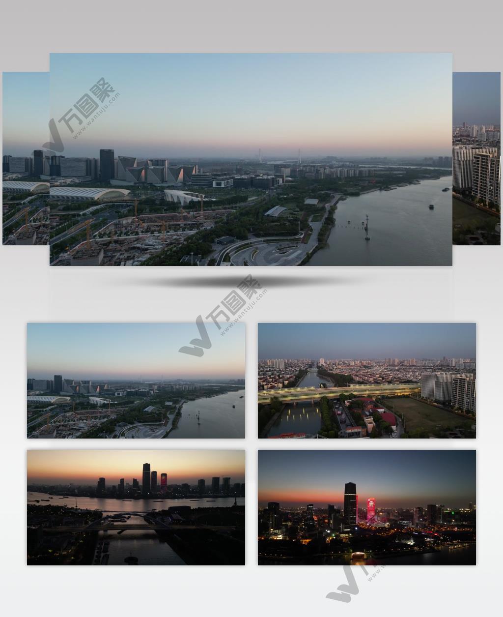 4K国庆节上海市日落夜景