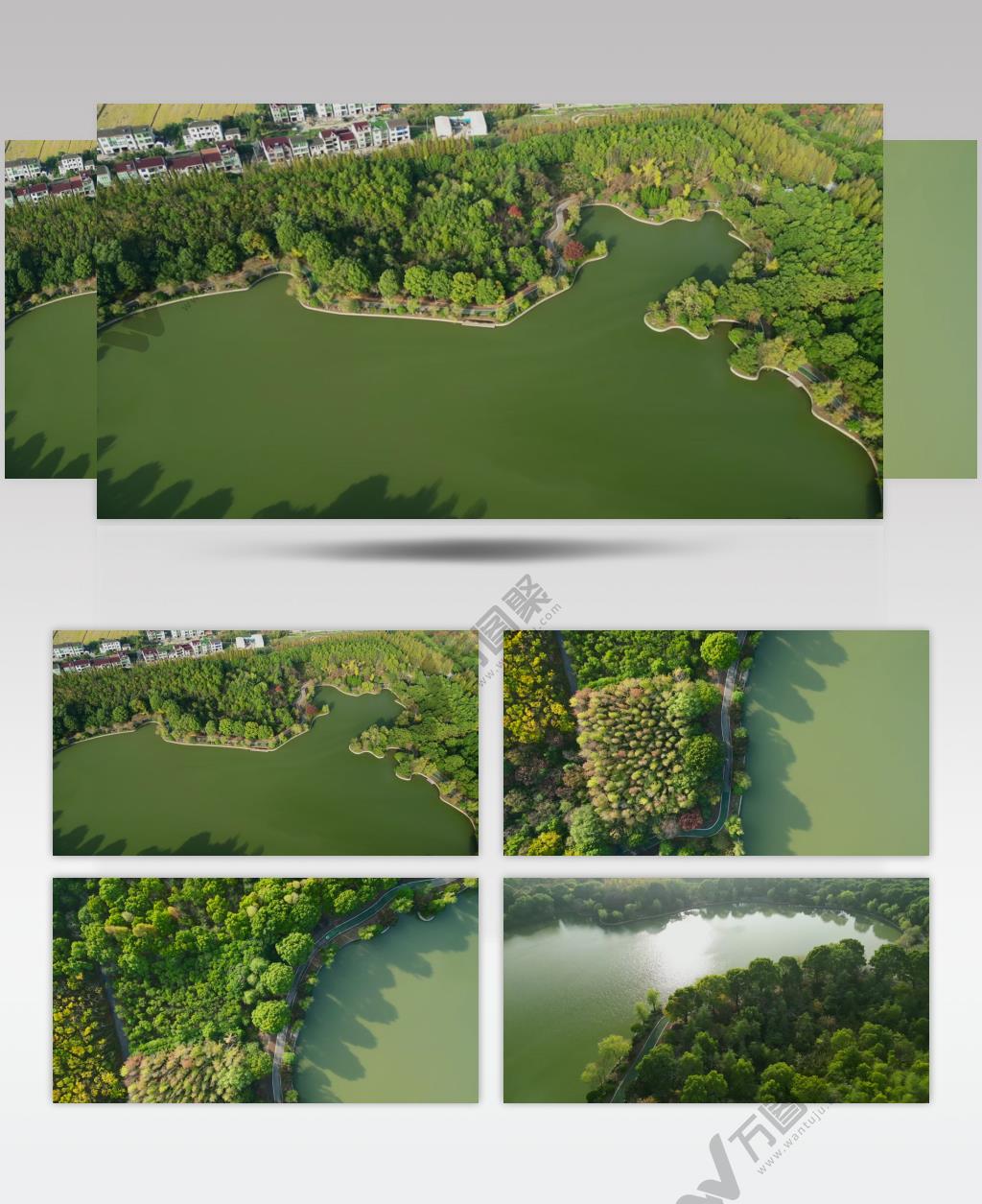 上海金山区蝶镜湖公园航拍4K