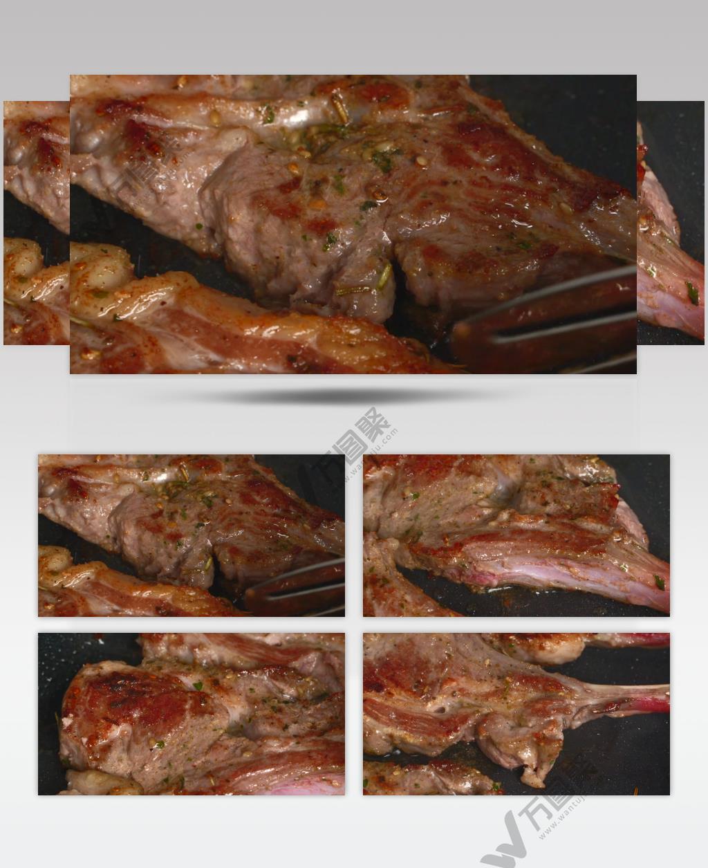 烧烤美食烤羊排4K