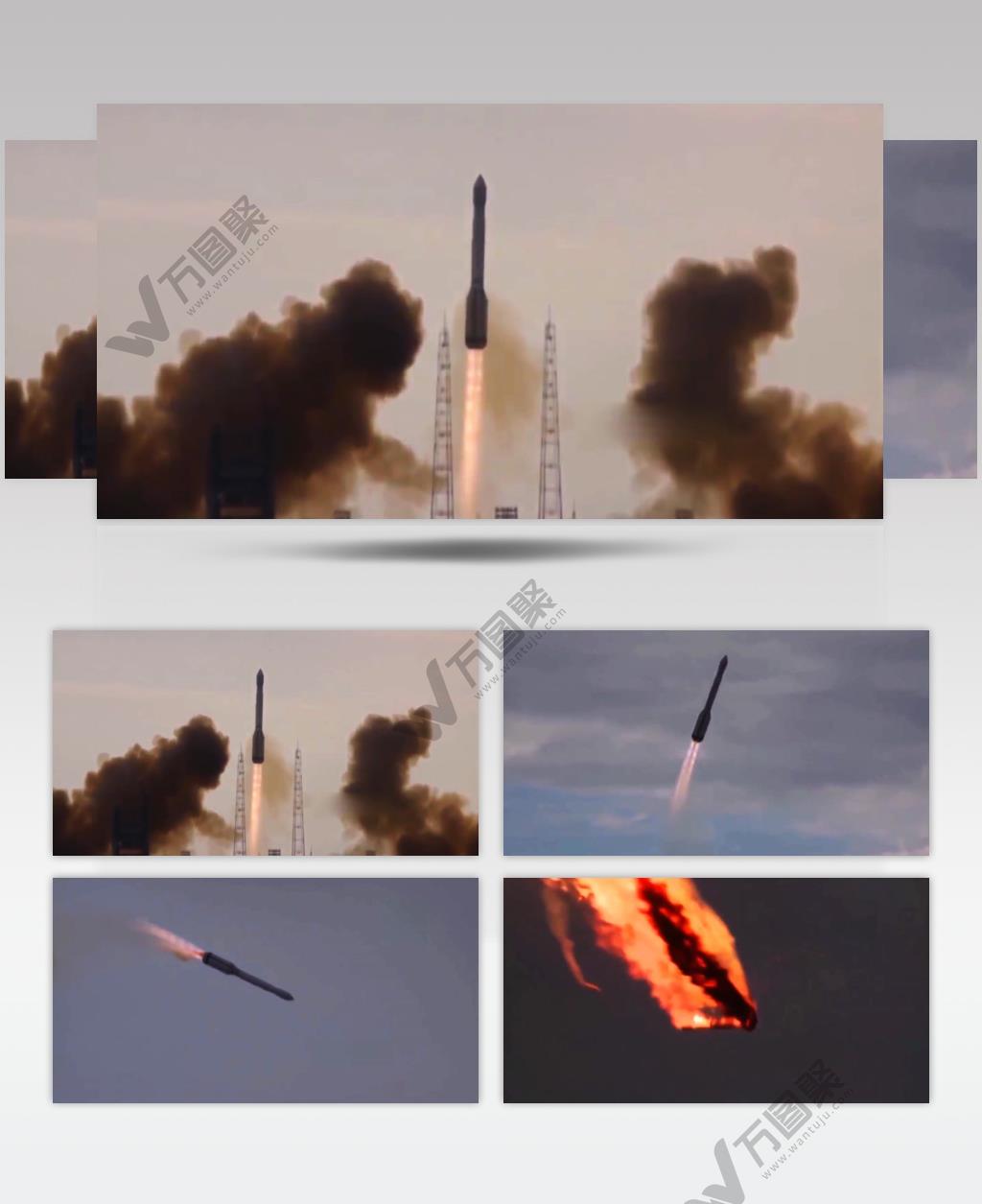 实拍资料火箭发射升空爆炸全过程视频素材