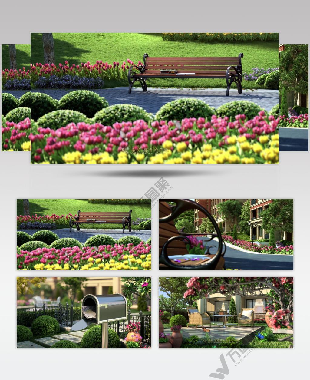 高清蝴蝶景观园林高档小区环境视频素材