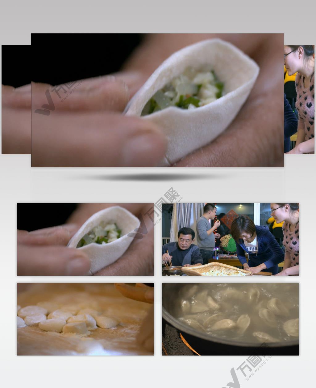 一家人包饺子 热气腾腾饺子 团圆美食特写