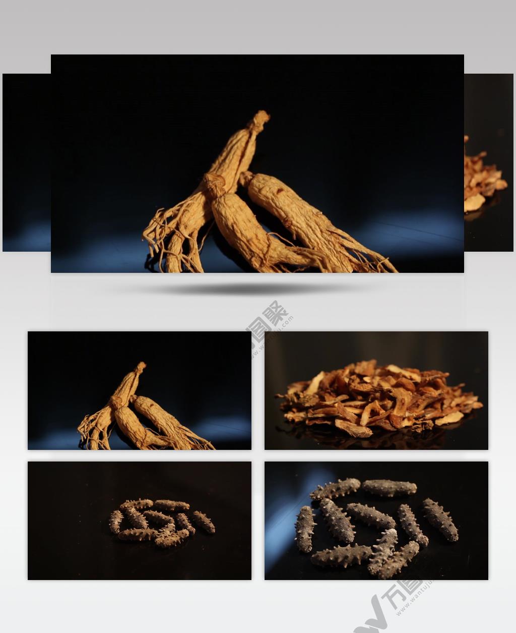 中草药人参实拍特写镜头视频素材