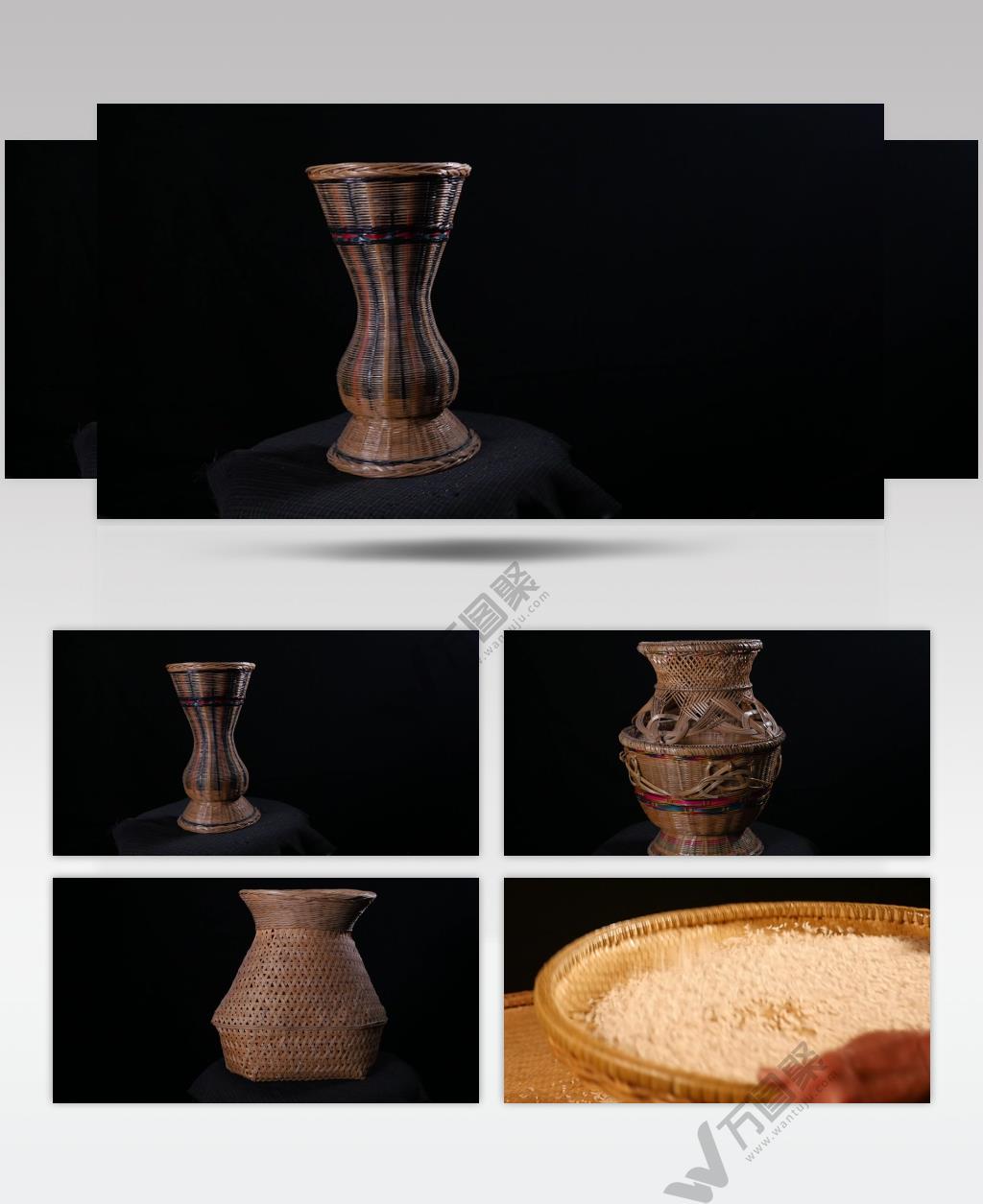 传统民间工艺竹编竹篮簸箕4K视频素材下载 (1)