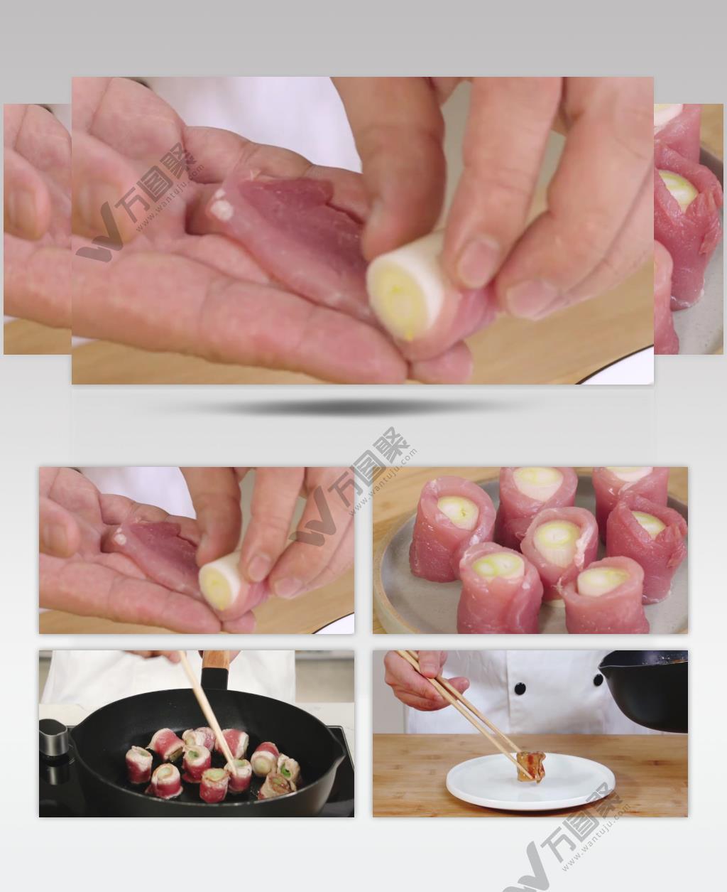 美食烹饪肉卷制作视频实拍素材