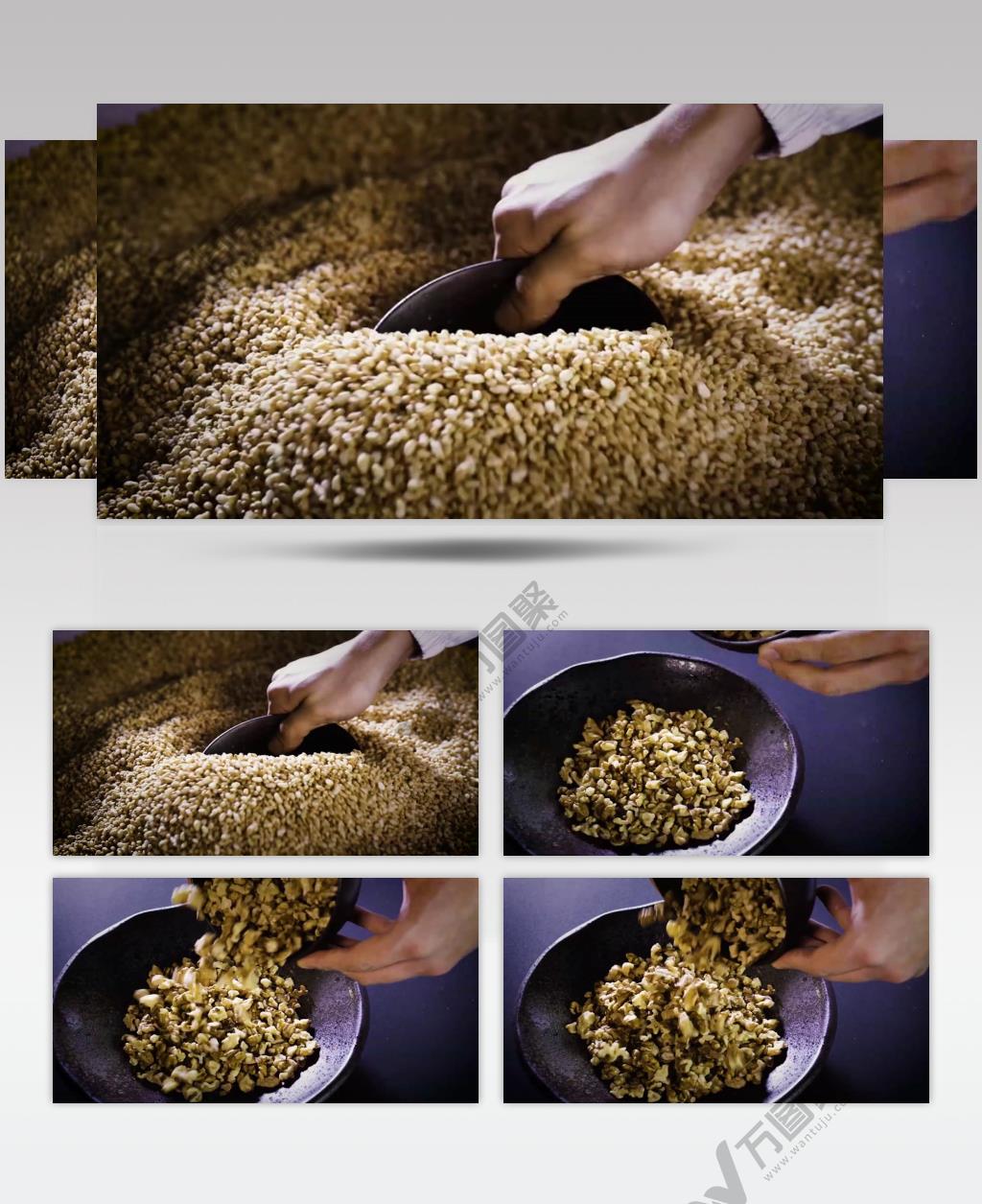 五谷杂粮核桃仁膳食谷物视频素材