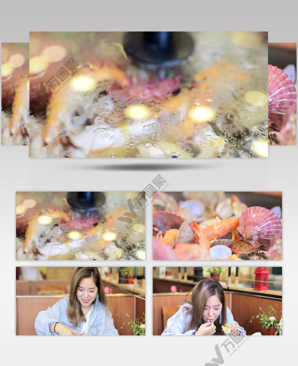 美味佳肴吃海鲜品尝海鲜视频素材