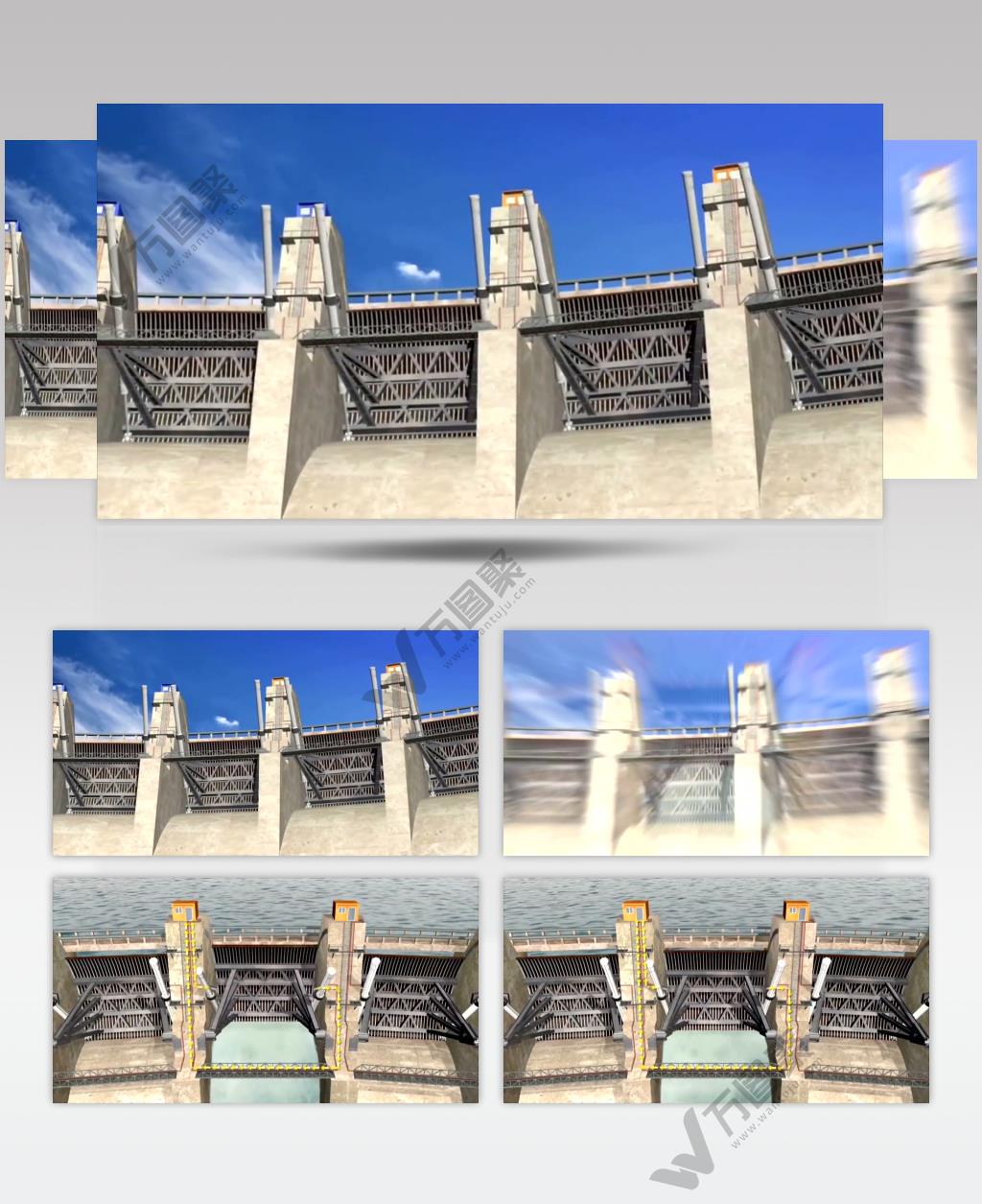 环保能源水利发电大坝三维视频素材