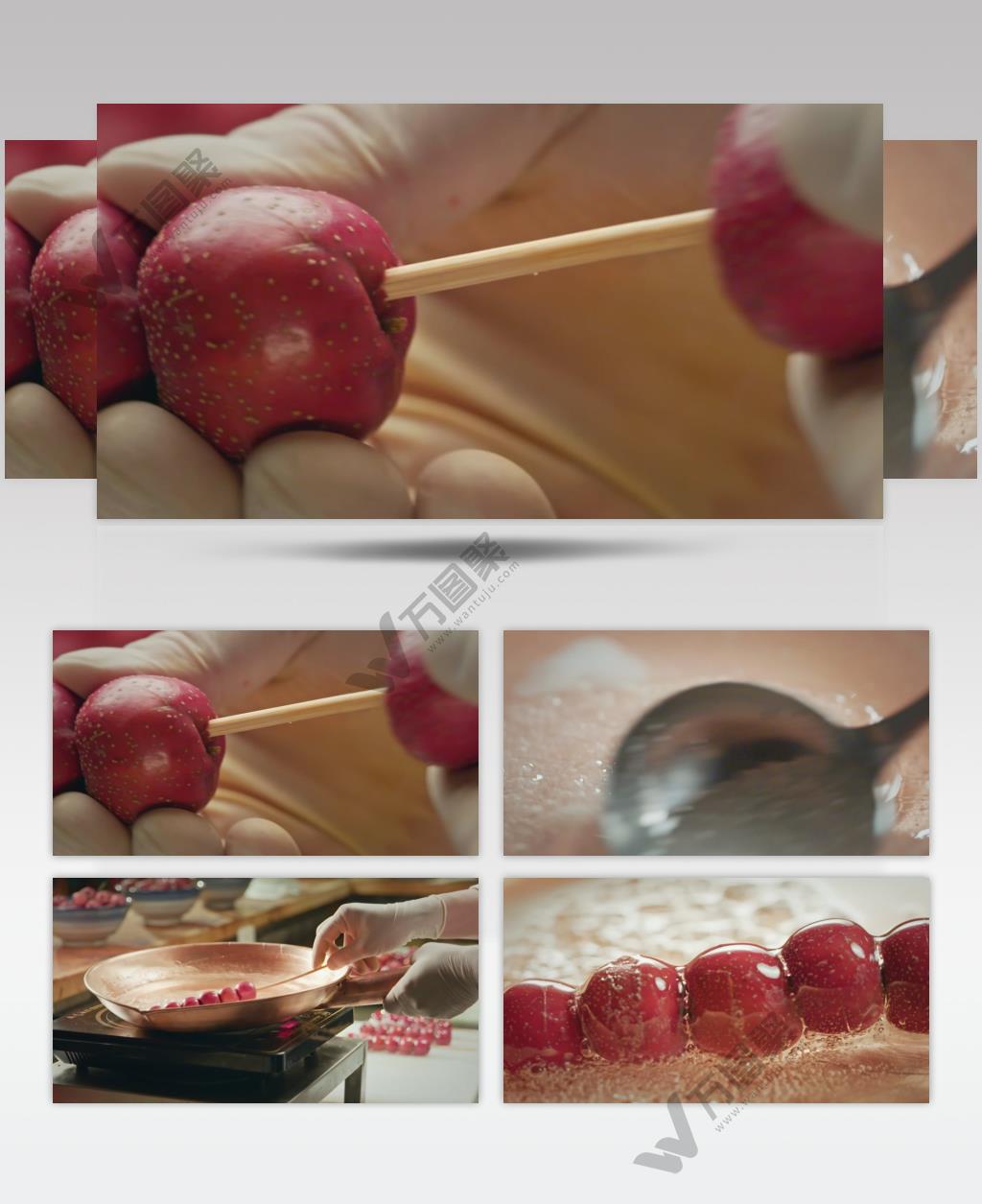 实拍特写冰糖葫芦制作技艺美食专栏背景视频