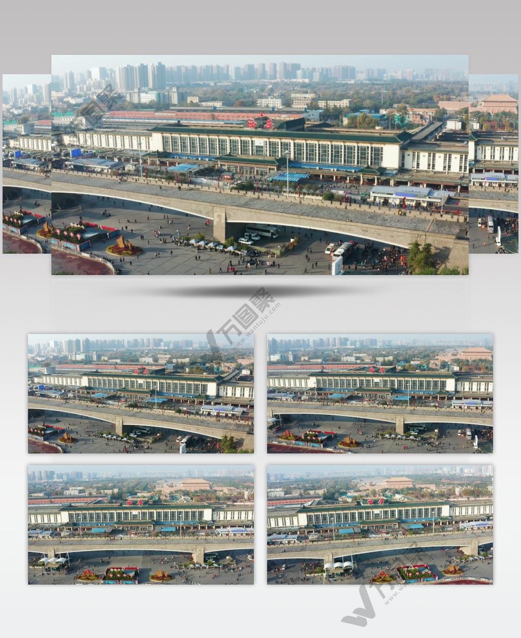 4K航拍西安火车站视频素材