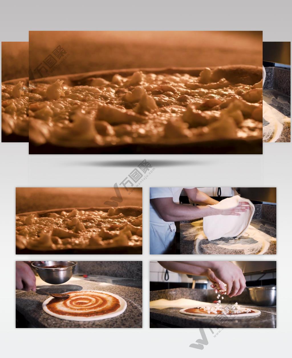 精美烤披萨制作全程美食栏目背景视频