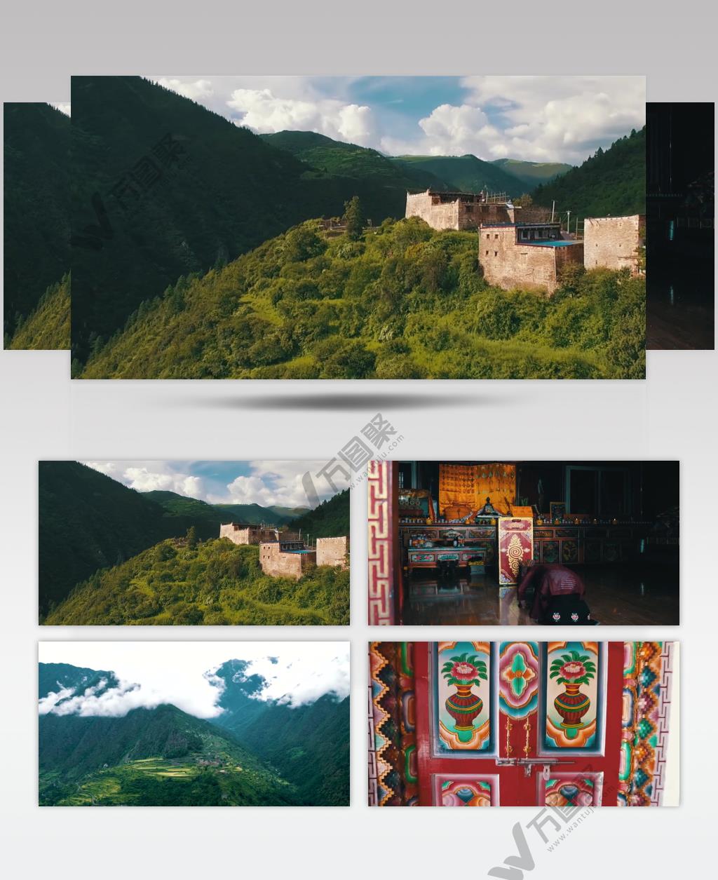 西藏城市风景与点烛拜佛跳广场背景视频