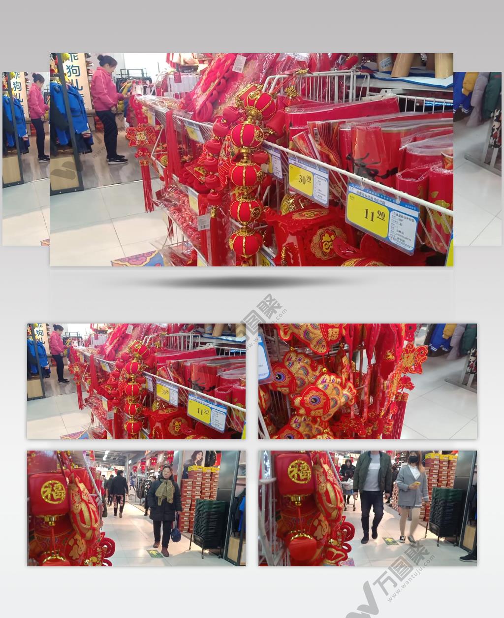 春节春联灯笼过年超市实拍视频素材