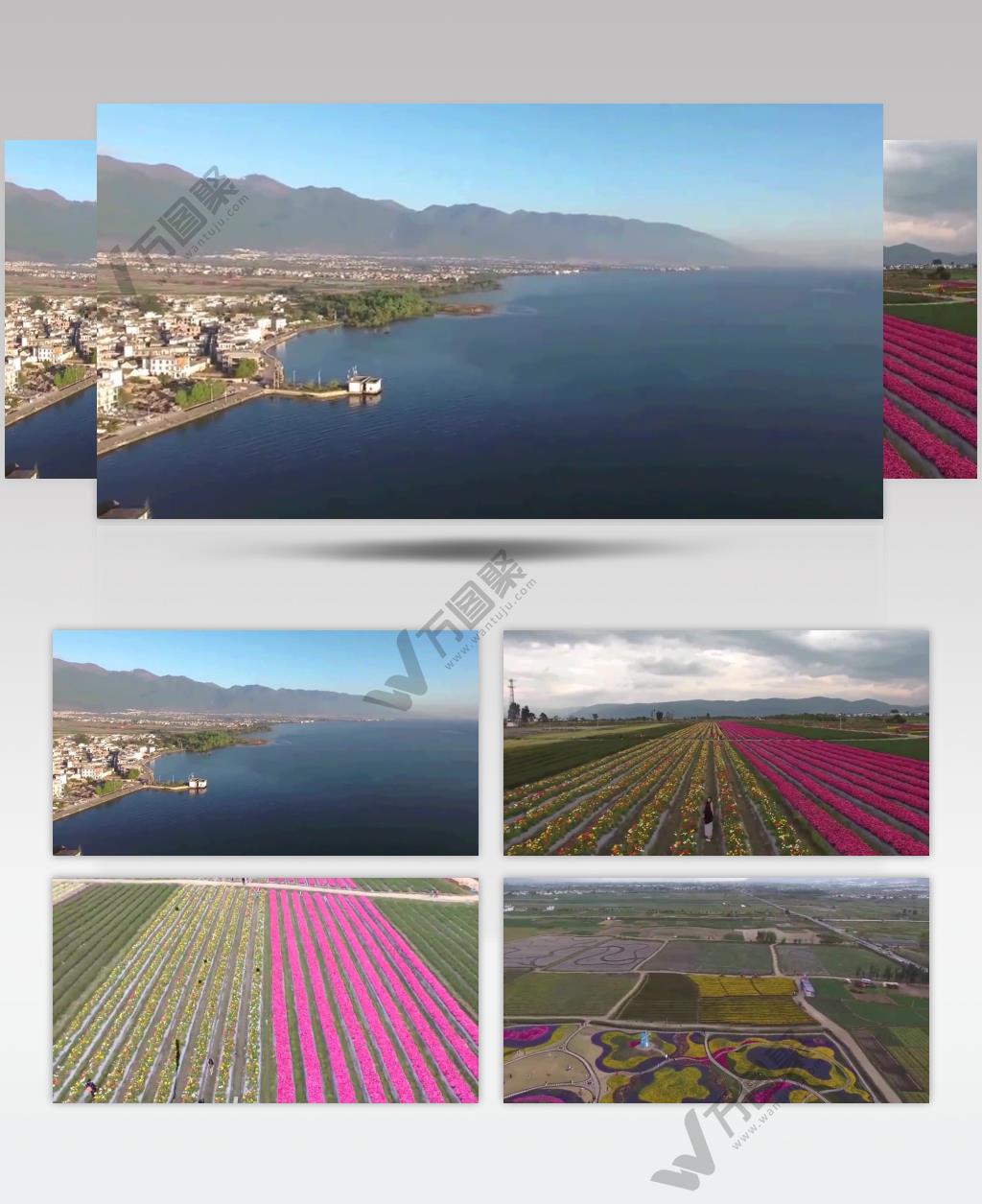 航拍云南大理锦绣河山自然风光视频素材