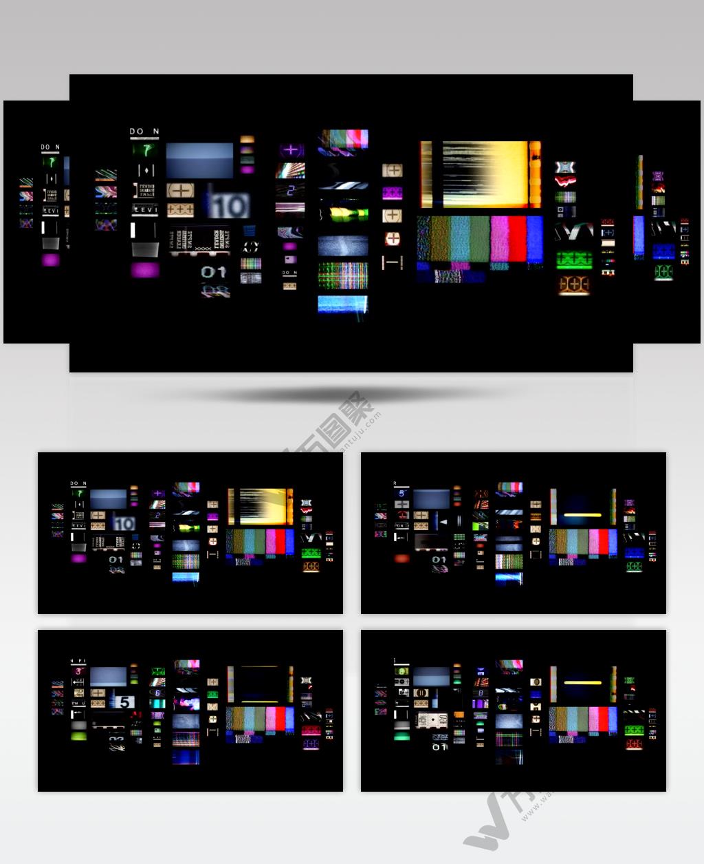 倒数 毛刺 黑色背景 屏幕 电视 动画片