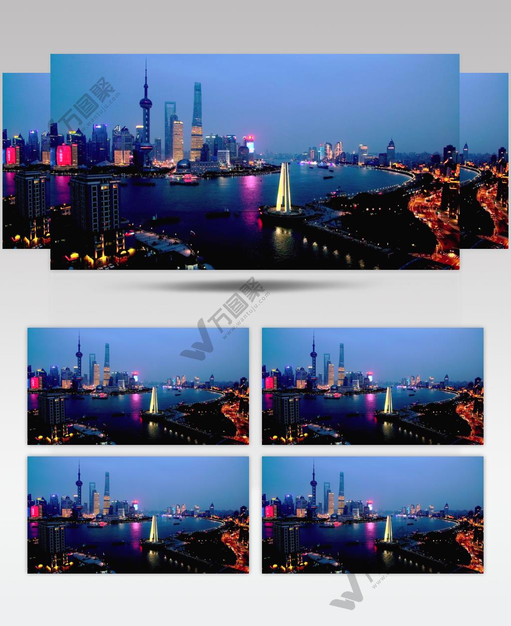 上海夜景外滩江景东方明珠夜景航拍视频素材