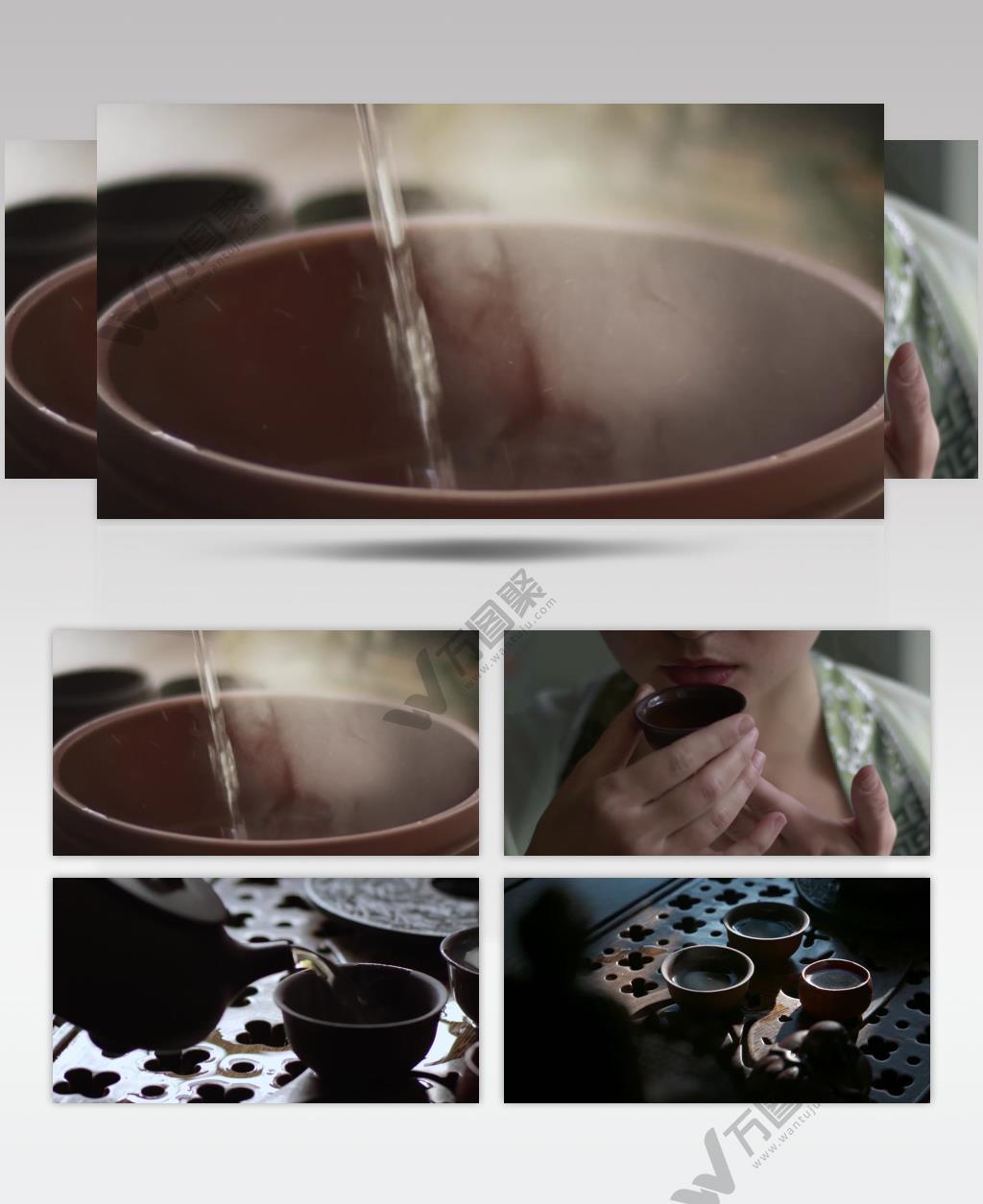 精美大气茶艺师品茶背景视频