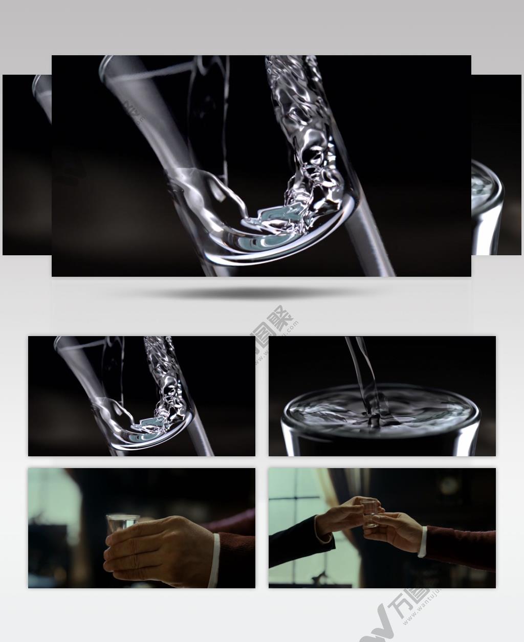 白酒倒酒酒瓶酒杯饮酒品酒水流体视频素材