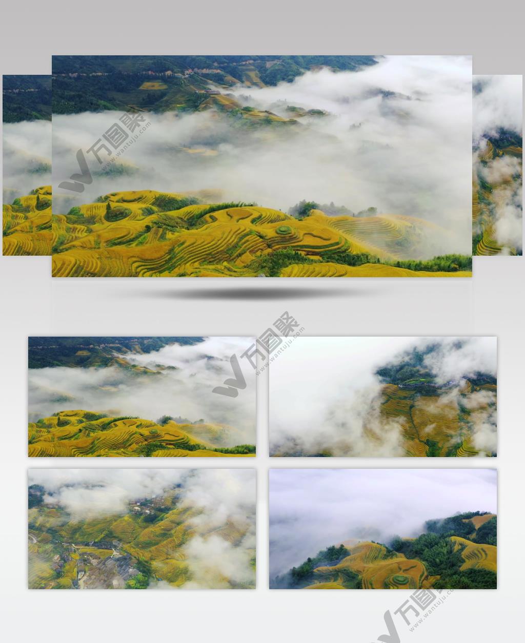 延时航拍金龙山庄梯田龙脊背景视频