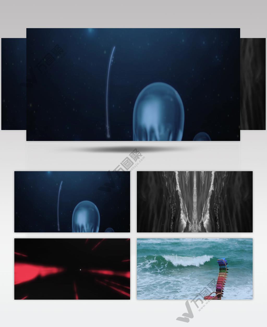 LED背景 视频 动感视频 素材 海底世界 背景宣传片素材 唯美空间感 网状 水母 线性
