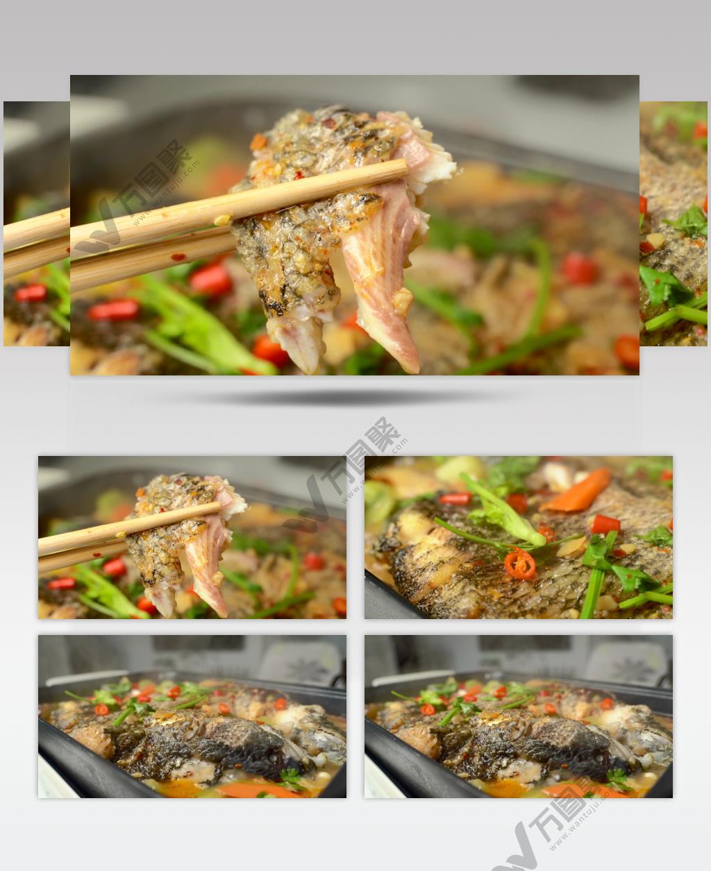 烤鱼美食制作过程4K