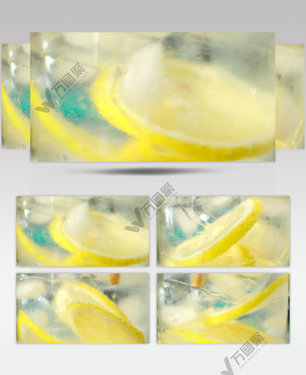 冰块柠檬水特写镜头慢动作