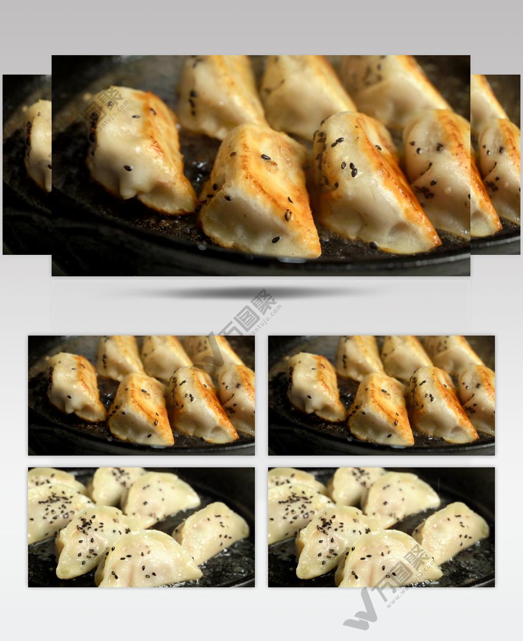 锅贴煎饺制作过程4K