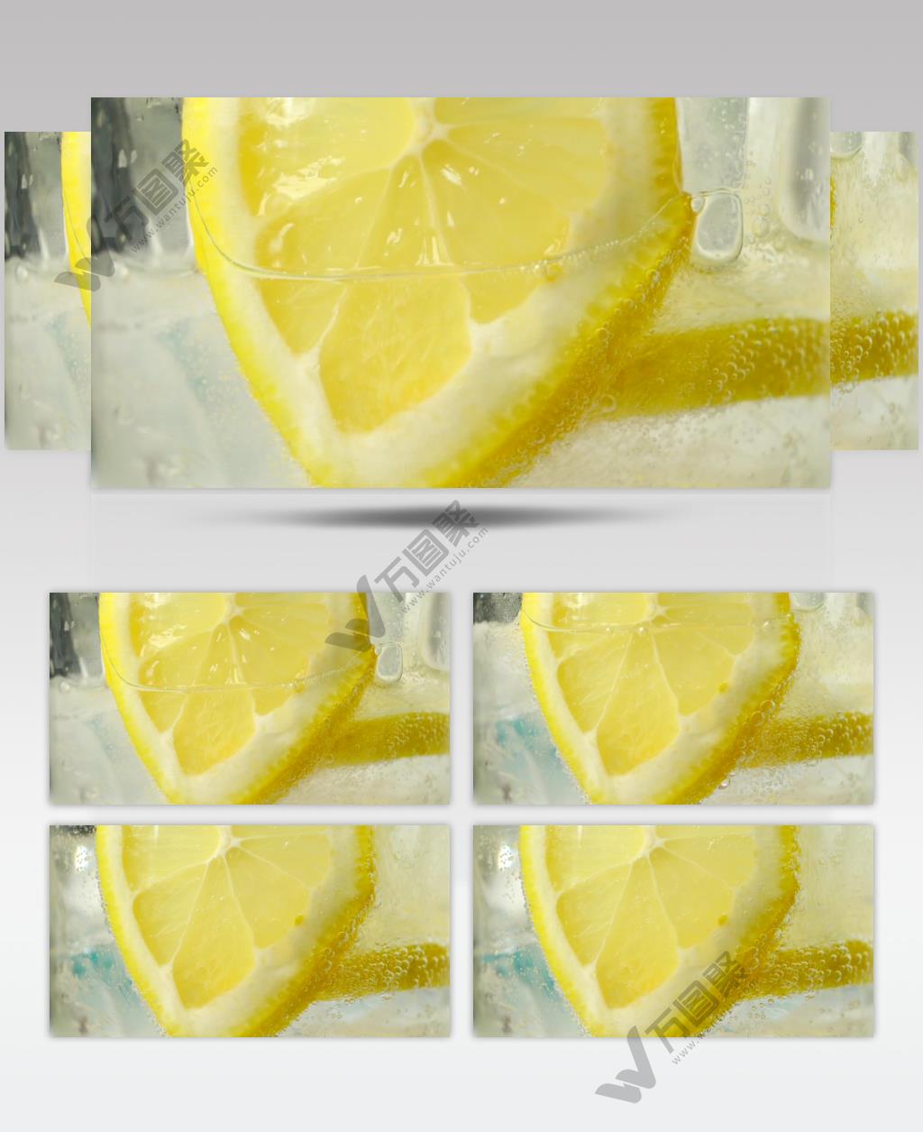 冰块柠檬水特写镜头慢动作