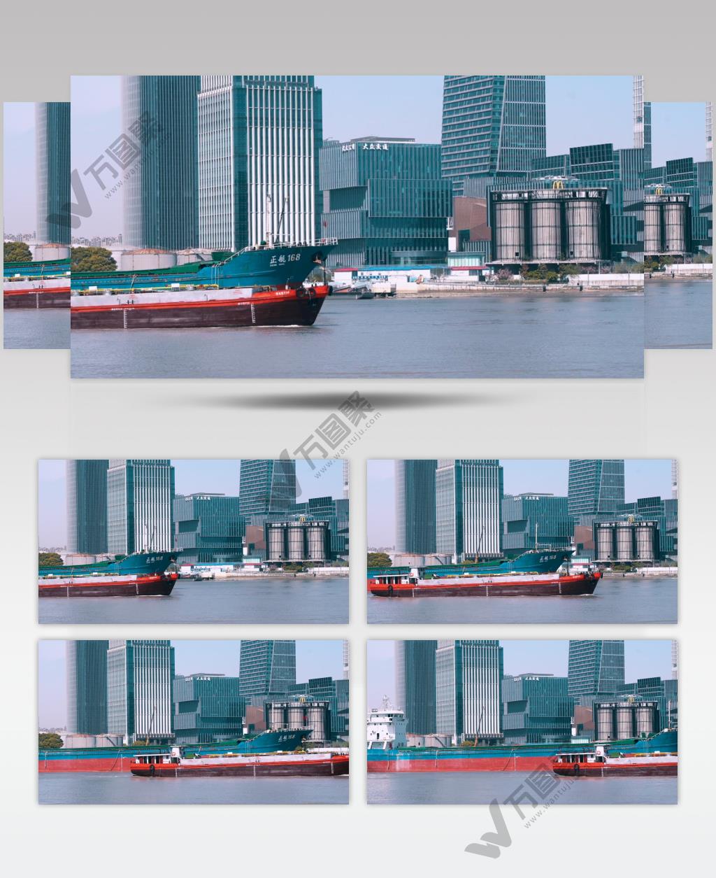 上海黄浦江货轮在行驶中4K