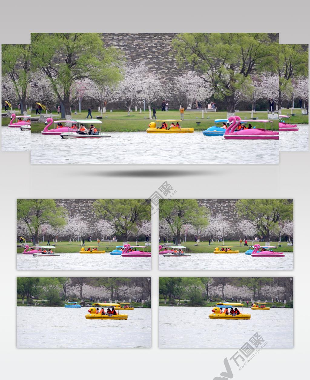 南京玄武湖公园乘船游玩4K