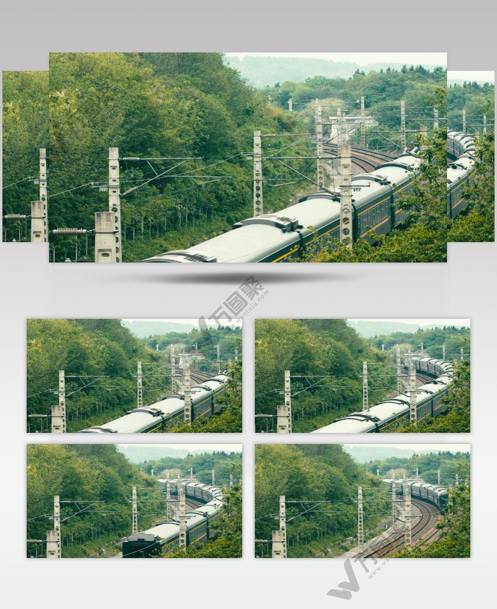 绿皮火车老式火车铁轨交通工具