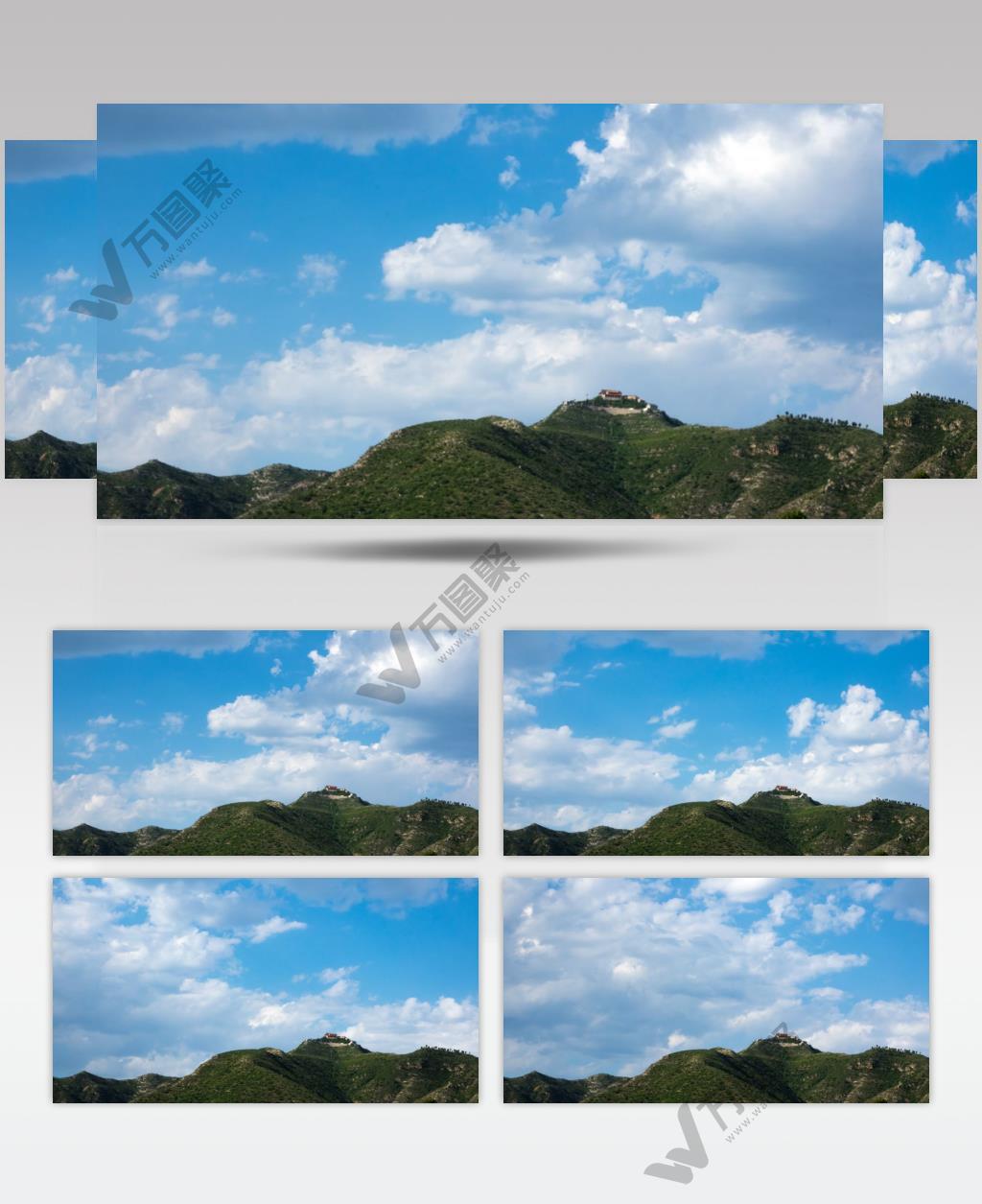 延时摄影蓝天白云飘一座山4k高清