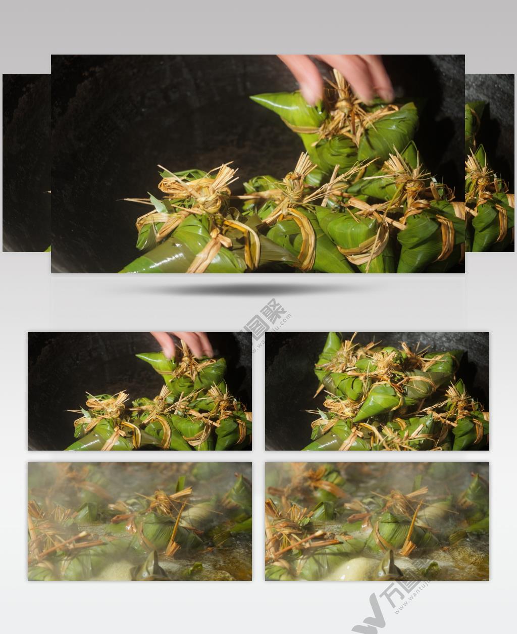 端午节包粽子农村土灶台煮粽子