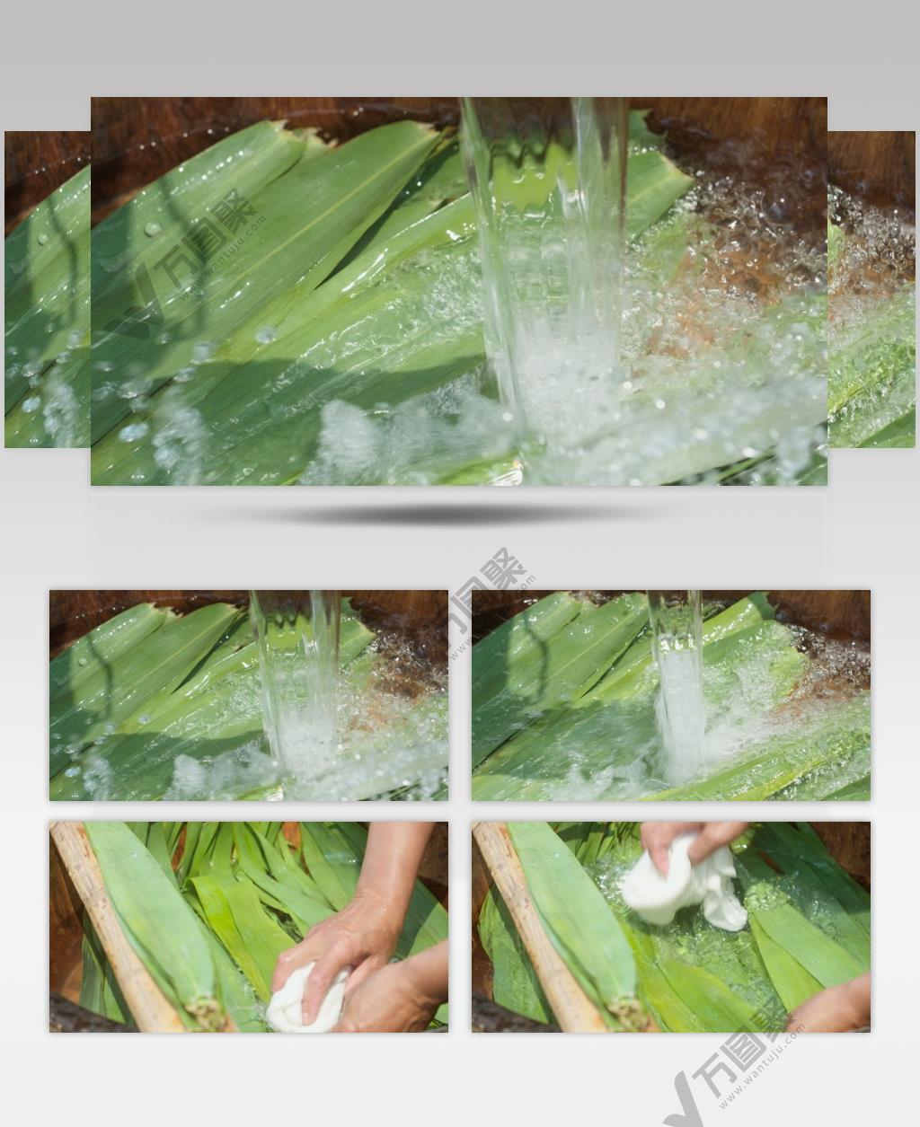 端午节五月节包粽子清洗粽叶子