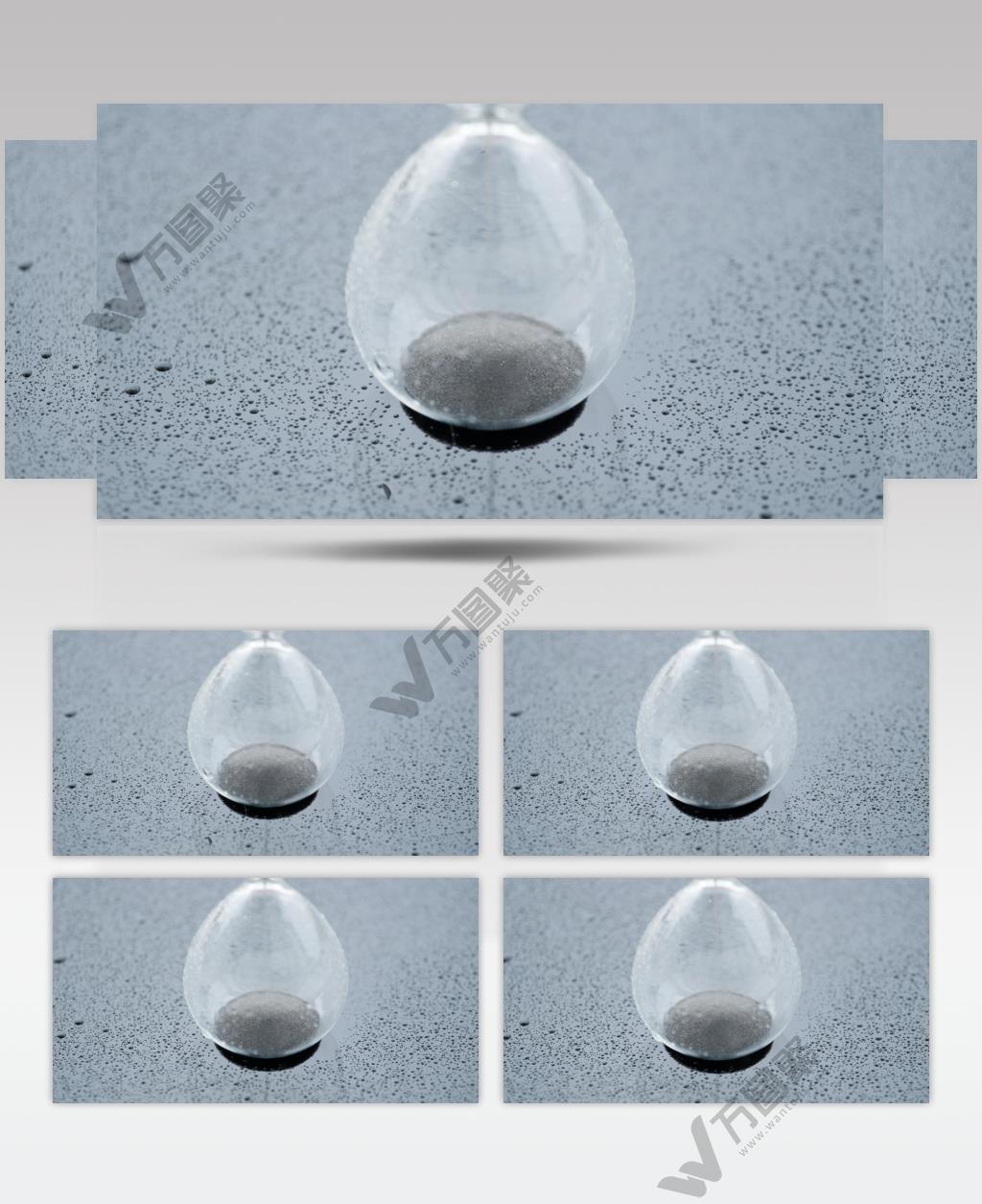 雨中沙漏时间流逝实拍