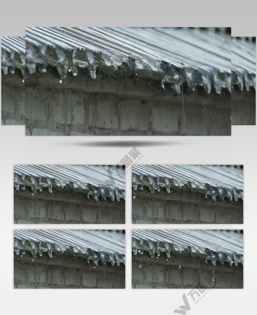 下雨水瓦片滴落4K实拍 (1)