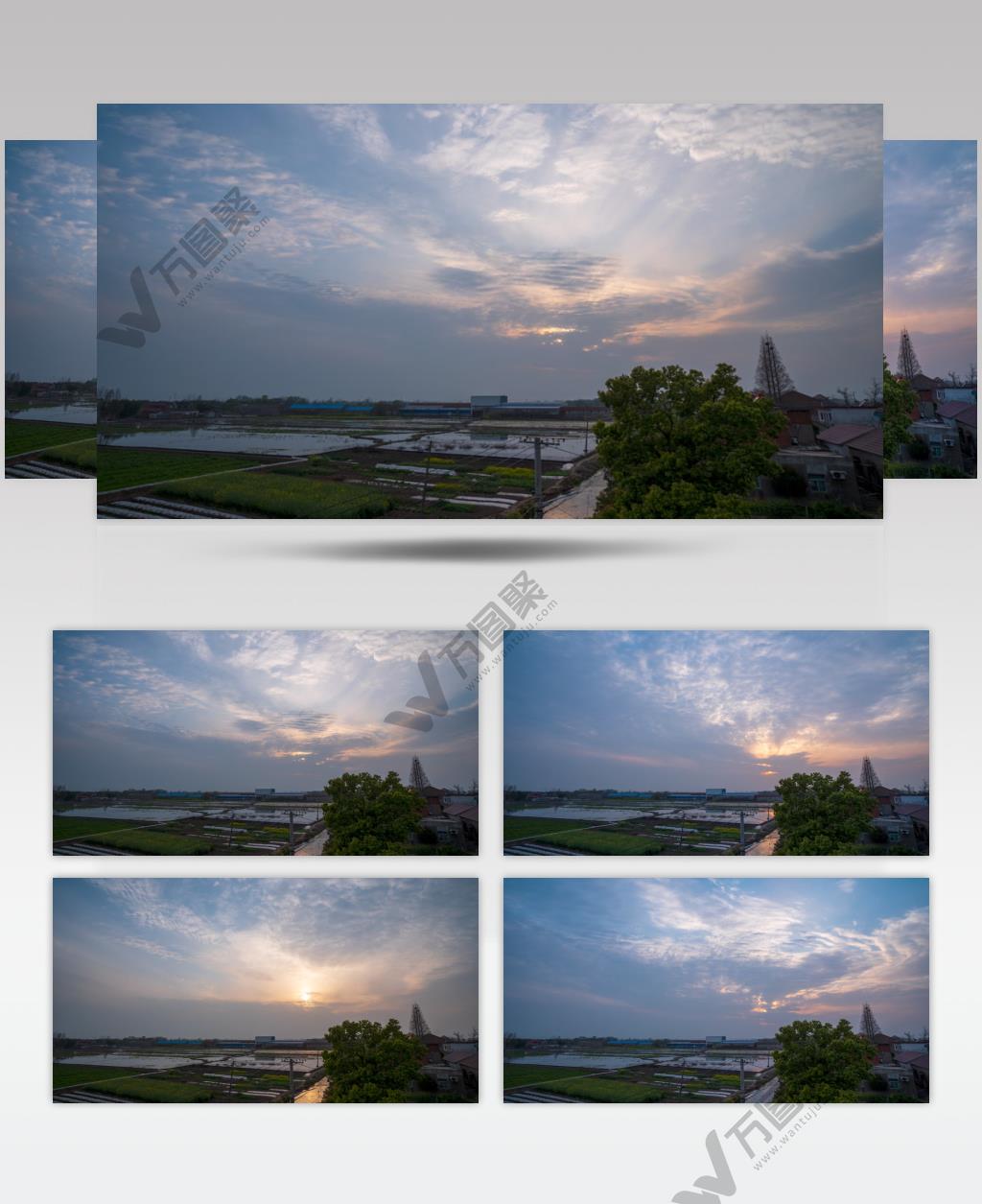 傍晚日落延时实拍镜头