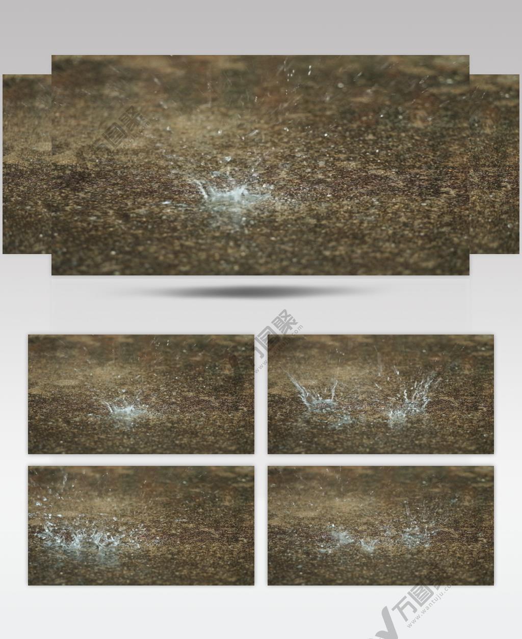 下雨水滴落慢镜头4K实拍