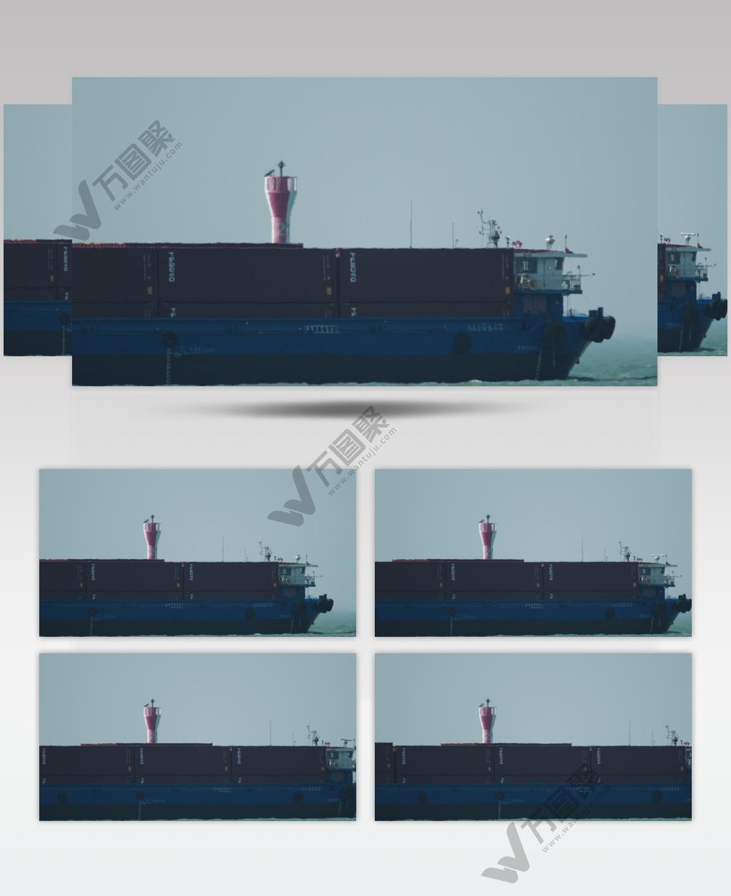 长江行驶拉着集装箱的货轮船实拍空镜