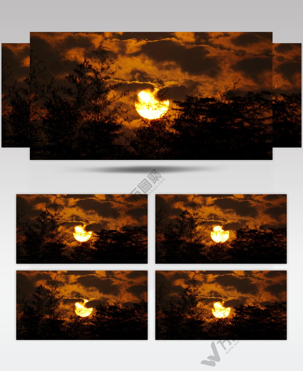 傍晚夕阳日落实拍镜头