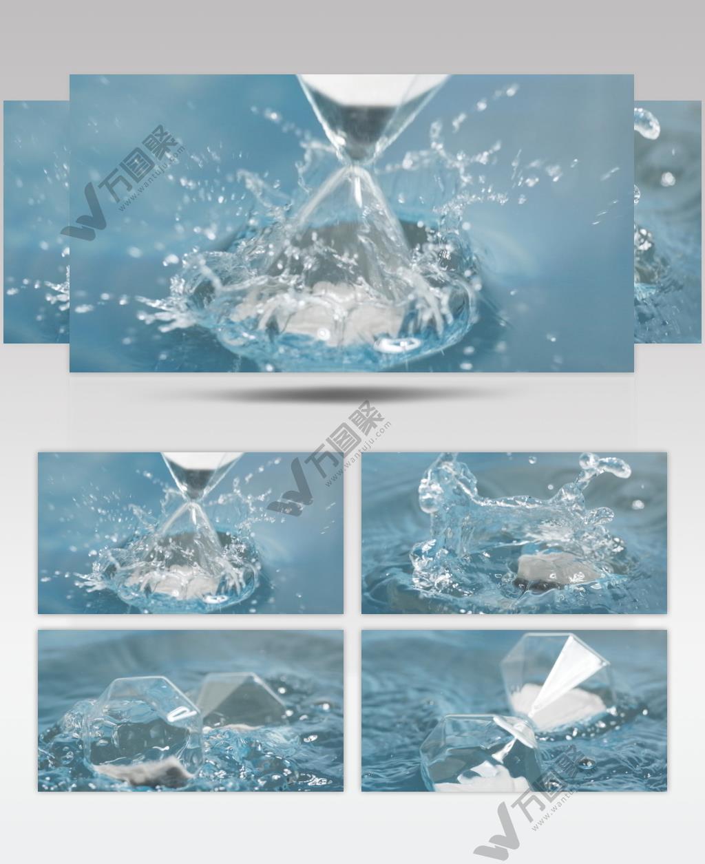 沙漏掉落入水中人文意境实拍