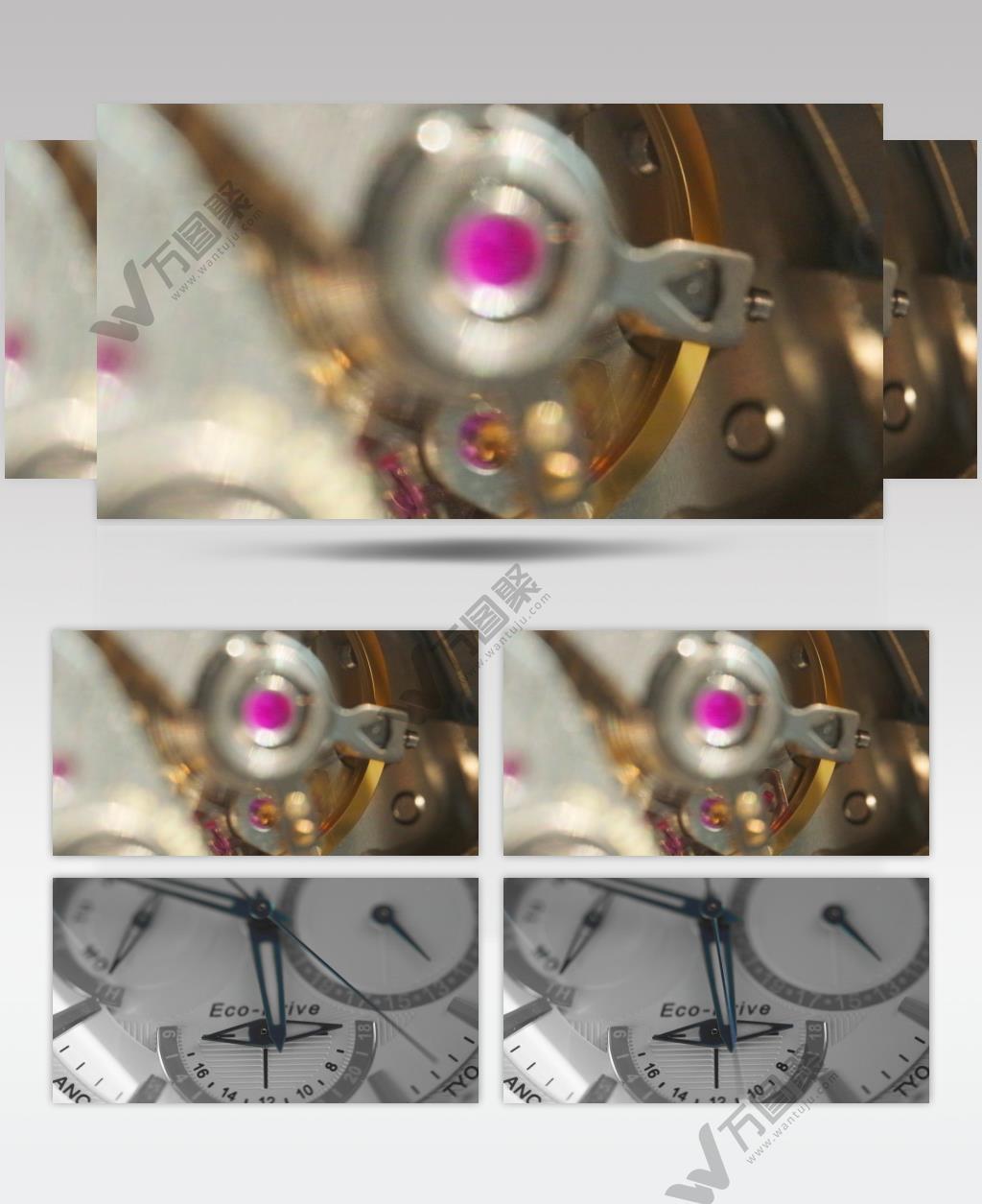 手表时钟机芯指针微距特写慢镜升格