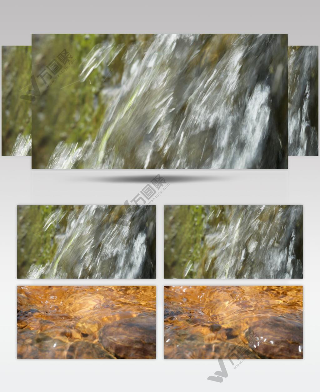 山泉水瀑布小溪特写拍镜头