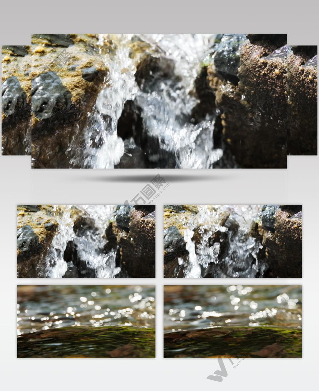 山泉水小溪瀑布慢镜头升格