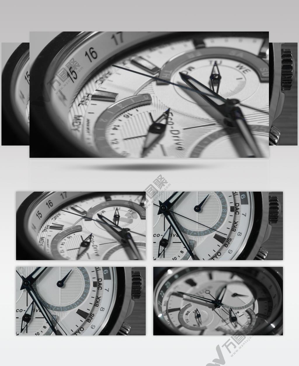 机械手表时钟指针微距特写时间流逝