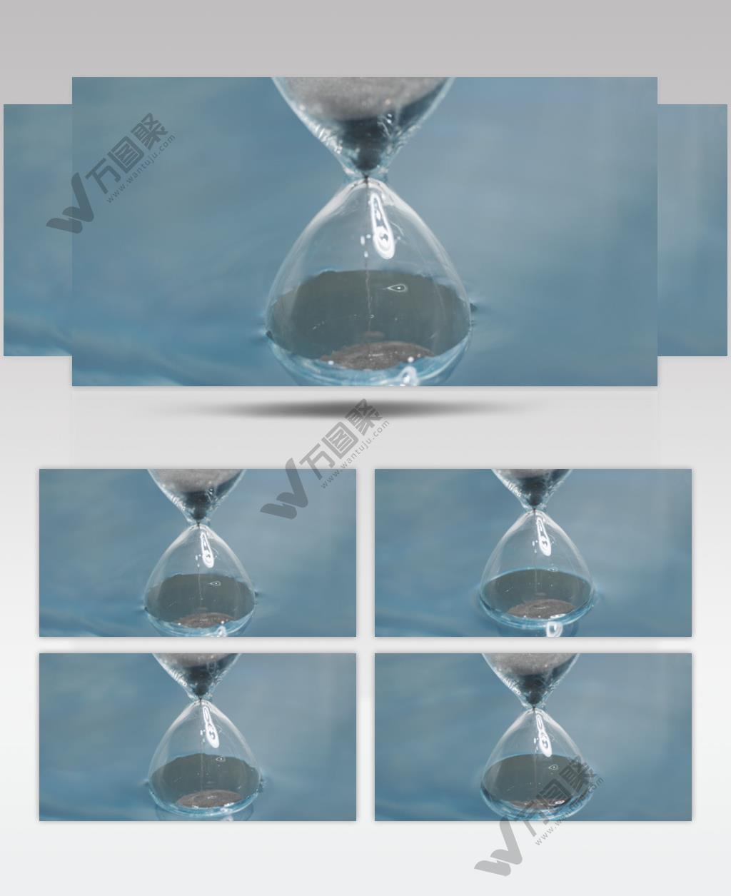 水中里漂浮沙漏特写实拍镜头