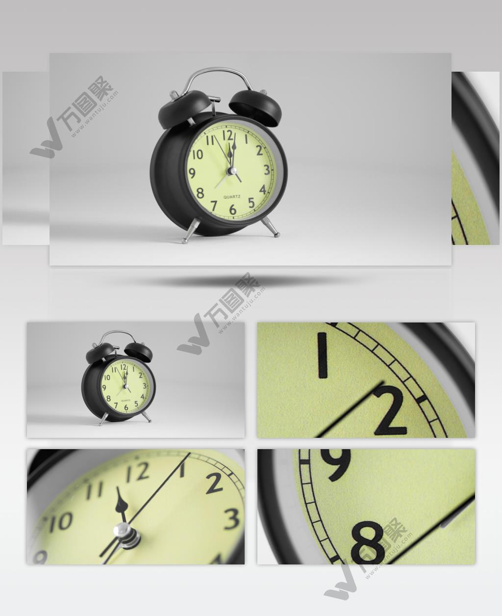 黑色金属闹钟表时间流逝实拍空镜