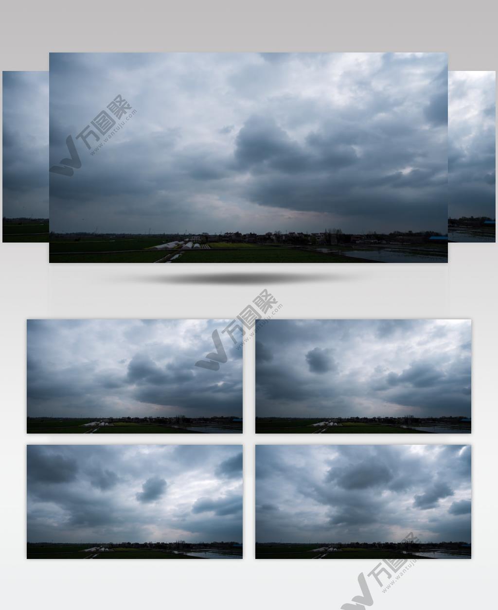 农村田野乌云暴风雨阴天气